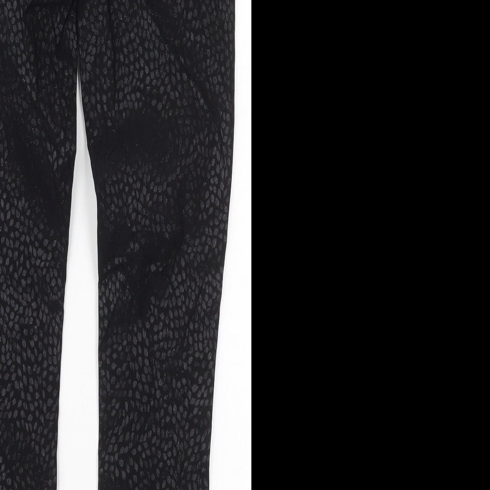 TU Womens Black  Viscose Skinny Jeans Size 8 L27 in Regular Button - Leaf Prints