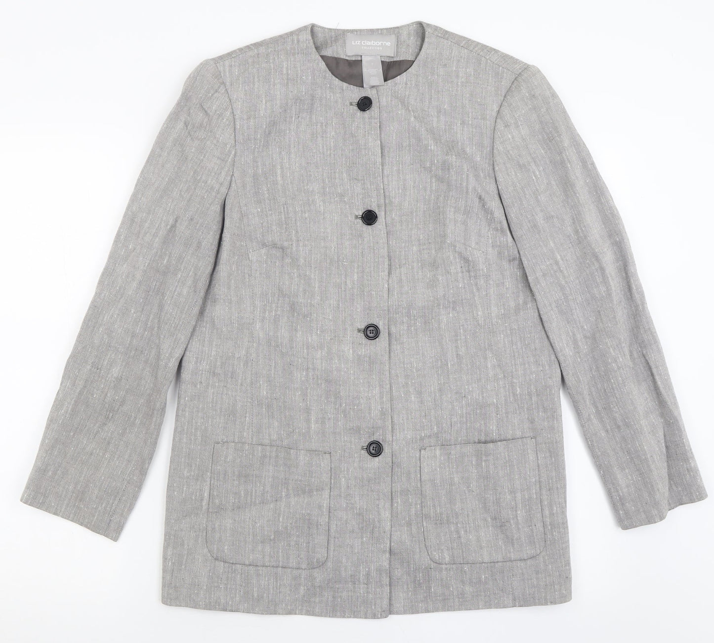 Liz Calborne Womens Grey   Jacket  Size 6  Button