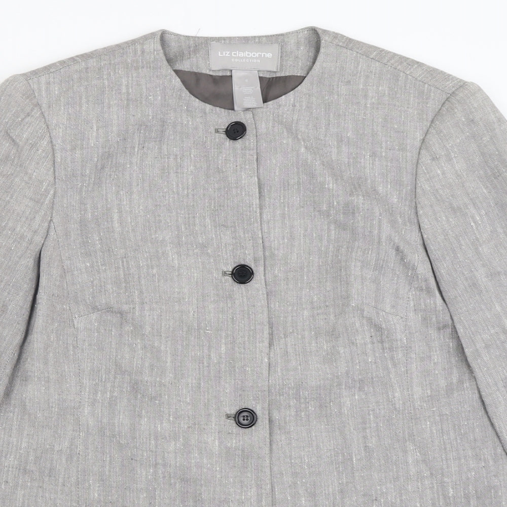 Liz Calborne Womens Grey   Jacket  Size 6  Button