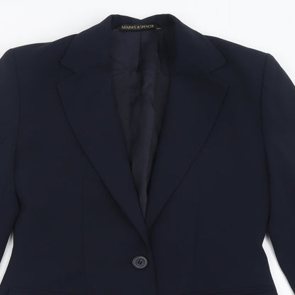 Marks and Spencer Womens Blue   Biker Jacket Size 10  Button