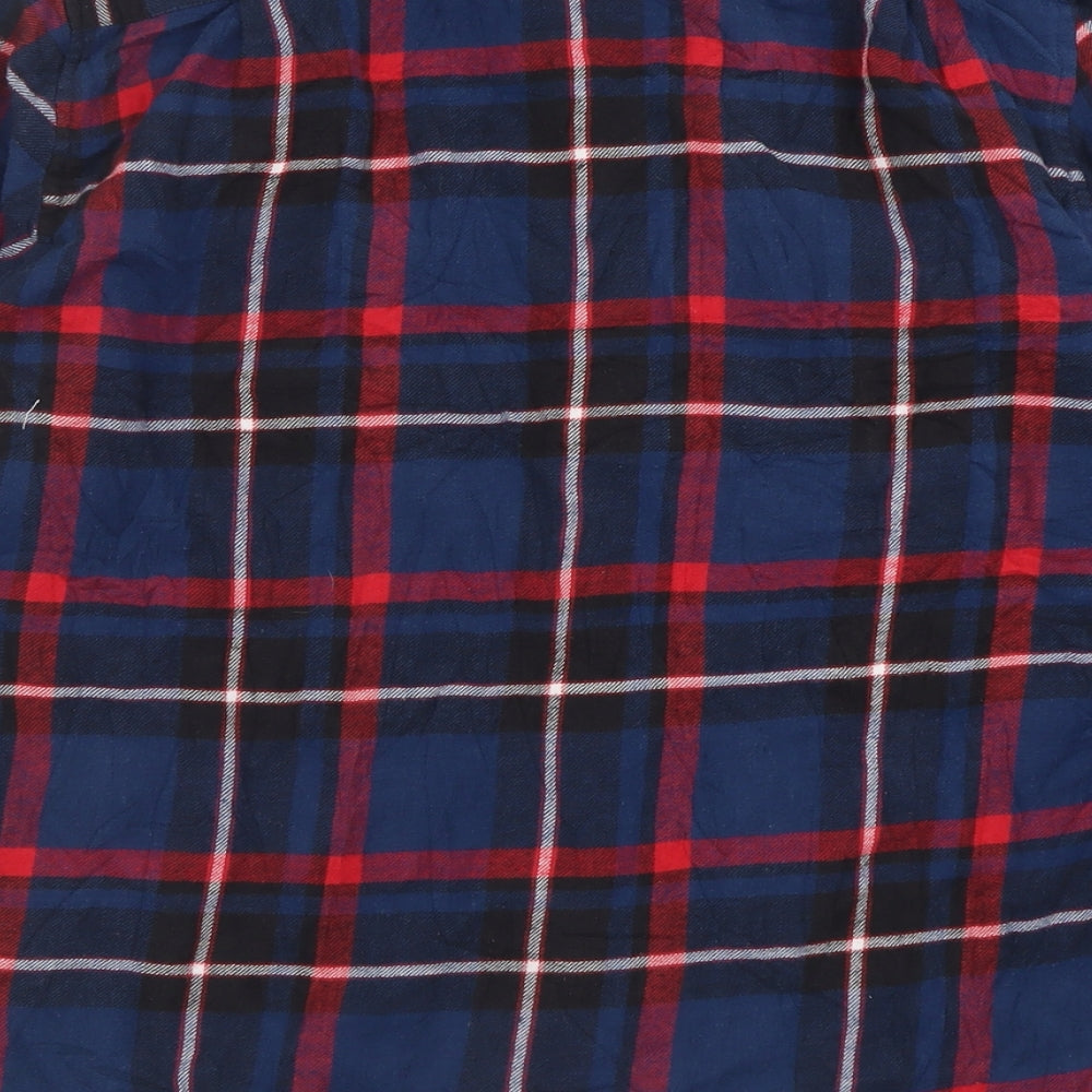 zansty Mens Blue Check Cotton  Polo Size S Collared Button