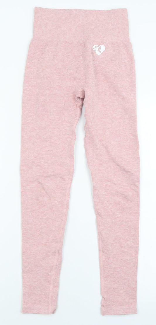 Preworn Womens Pink  Polyester Capri Leggings Size 4 L26 in Regular Pullover