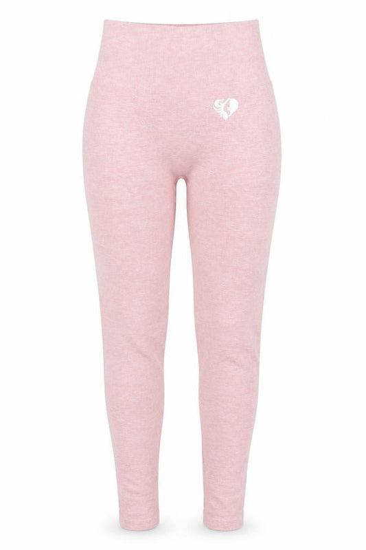 Front view of Preworn women’s pink polyester capri leggings, size UK 4, 26-inch leg regular pullover