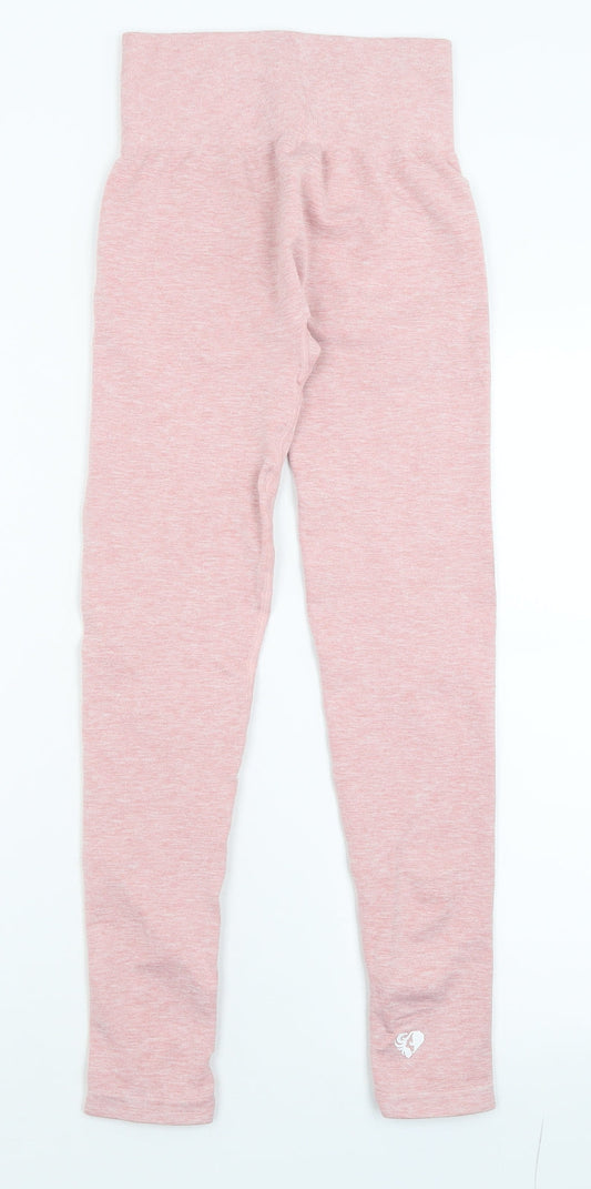 Preworn Womens Pink  Polyester Capri Leggings Size 4 L26 in Regular Pullover