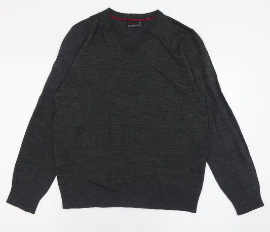 NEXT Mens Grey V-Neck  Acrylic Pullover Jumper Size M