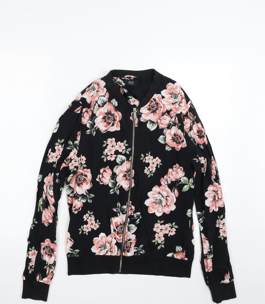 F&F Womens Black Floral  Jacket  Size 8  Zip