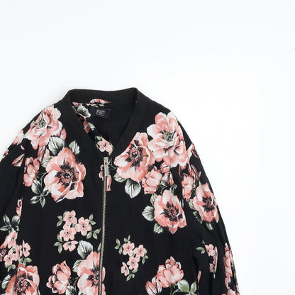F&F Womens Black Floral  Jacket  Size 8  Zip