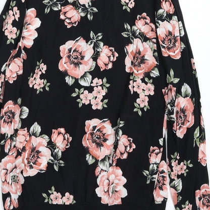 F&F Womens Black Floral  Jacket  Size 8  Zip