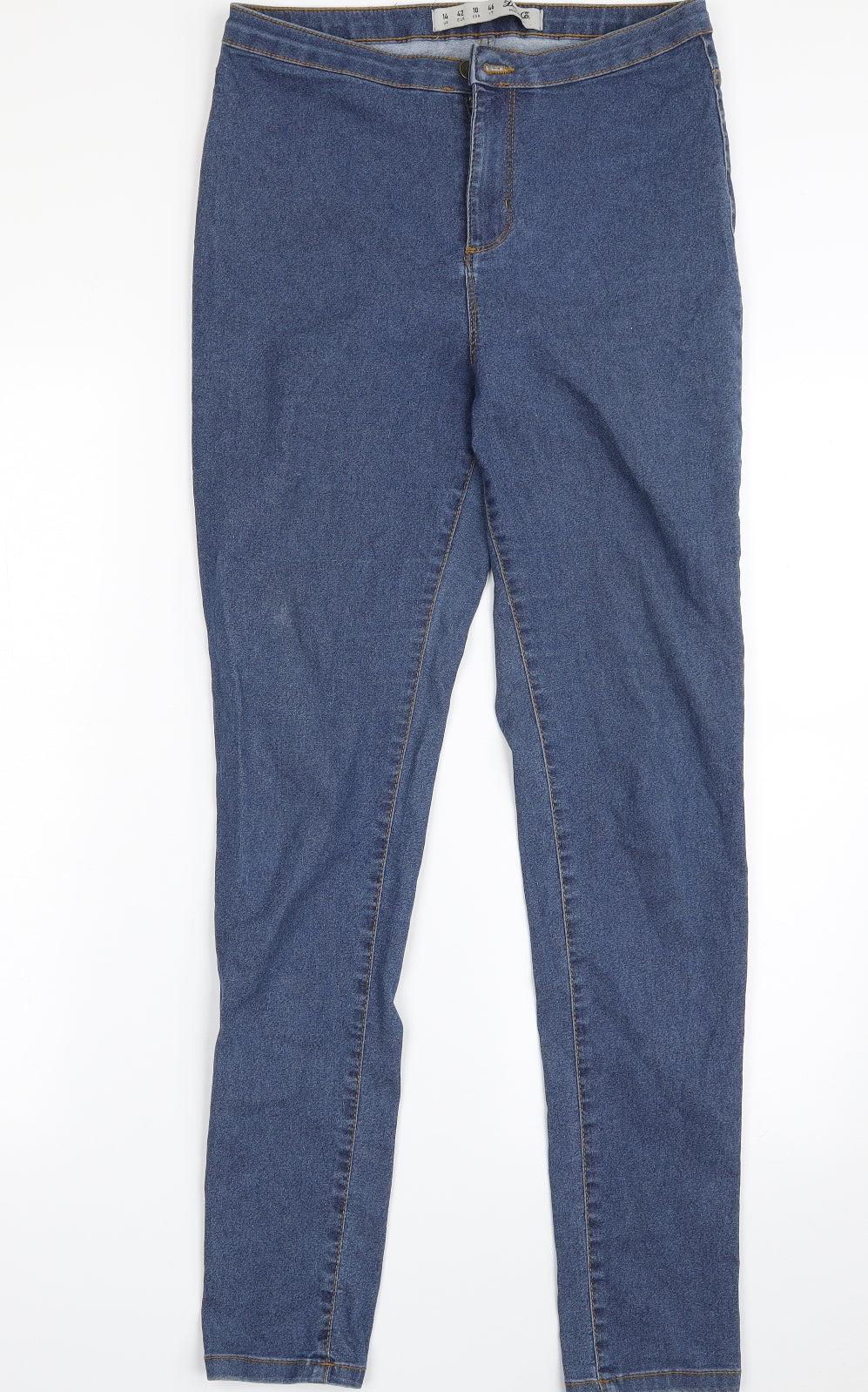 Denim & Co. Womens Blue  Cotton Jegging Jeans Size 14 L29 in Slim Zip
