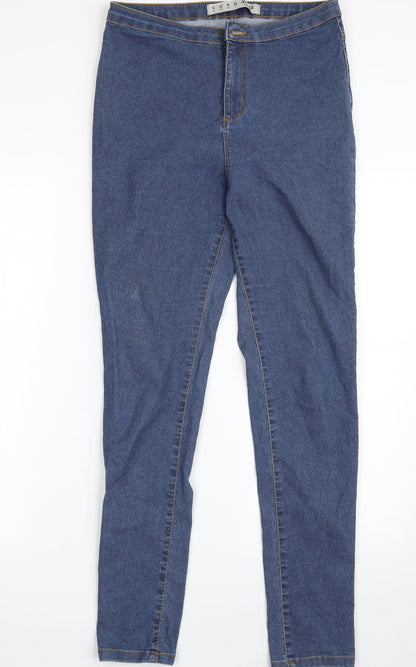 Denim & Co. Womens Blue  Cotton Jegging Jeans Size 14 L29 in Slim Zip