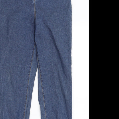 Denim & Co. Womens Blue  Cotton Jegging Jeans Size 14 L29 in Slim Zip