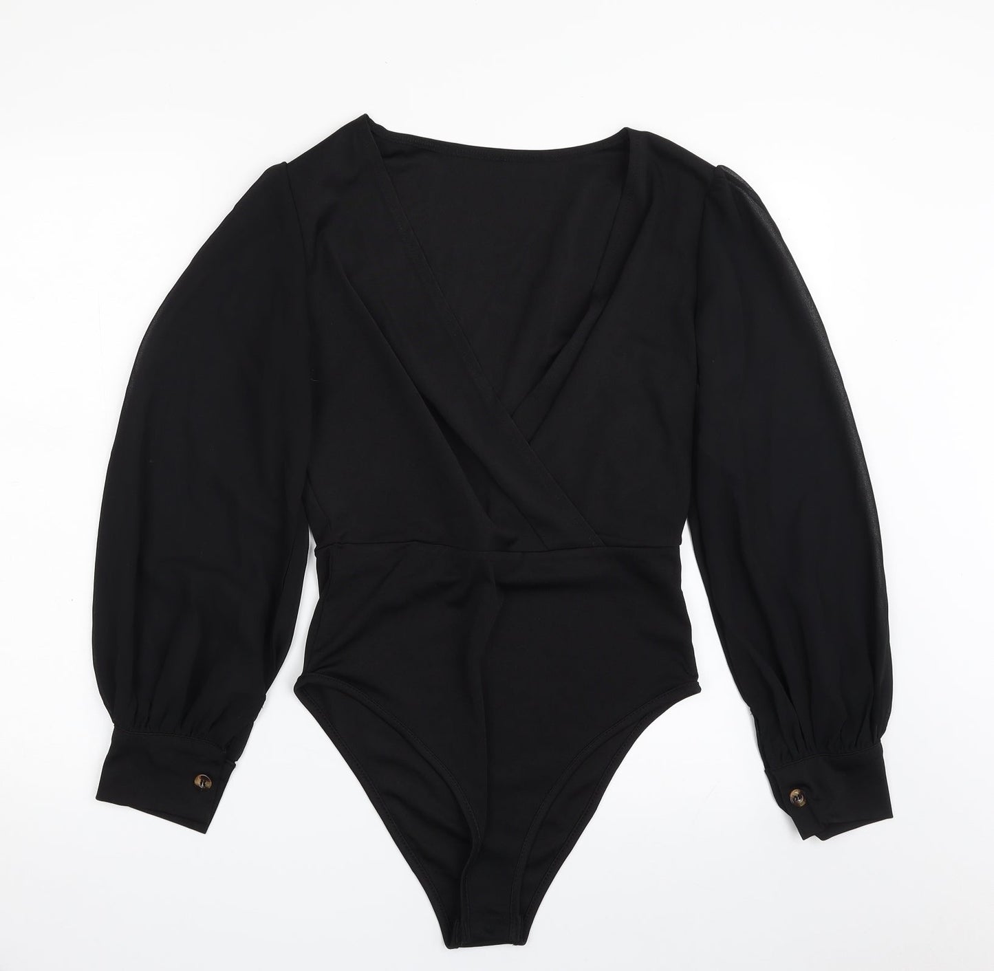 SheIn Womens Black  100% Polyester Bodysuit One-Piece Size S  Snap - Item Length -30in