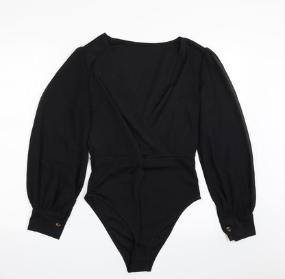 SheIn Womens Black  100% Polyester Bodysuit One-Piece Size S  Snap - Item Length -30in