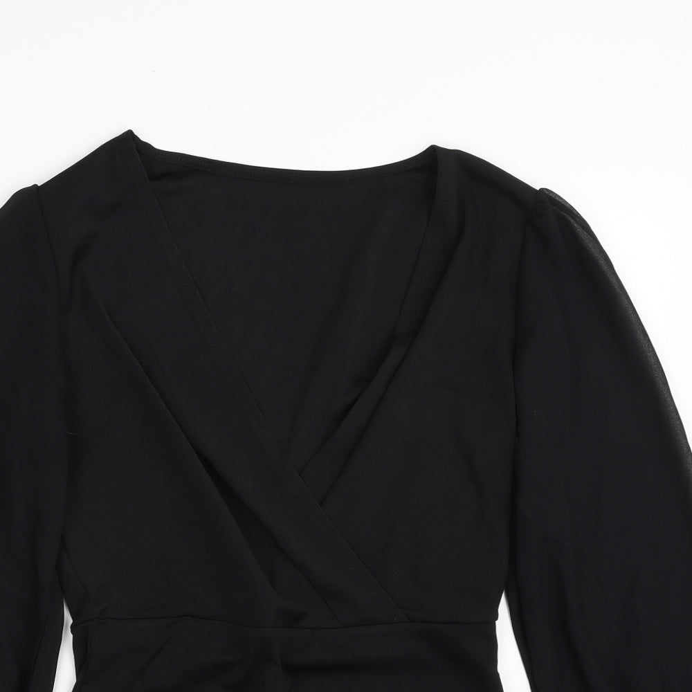 SheIn Womens Black  100% Polyester Bodysuit One-Piece Size S  Snap - Item Length -30in