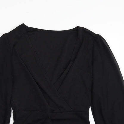 SheIn Womens Black  100% Polyester Bodysuit One-Piece Size S  Snap - Item Length -30in