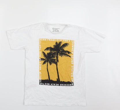 Primark Boys White  100% Cotton Pullover T-Shirt Size 10-11 Years Crew Neck Pullover - San Francisco Vibes