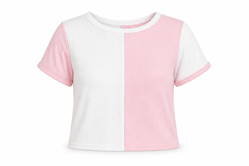 Front view of Boohoo women’s pink striped polyester pullover sweatshirt, size UK 8, pullover