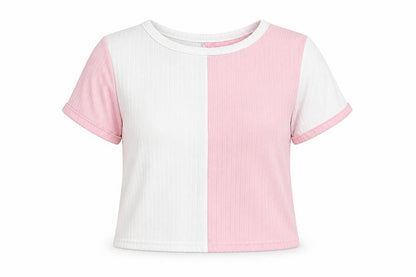 Front view of Boohoo women’s pink striped polyester pullover sweatshirt, size UK 8, pullover