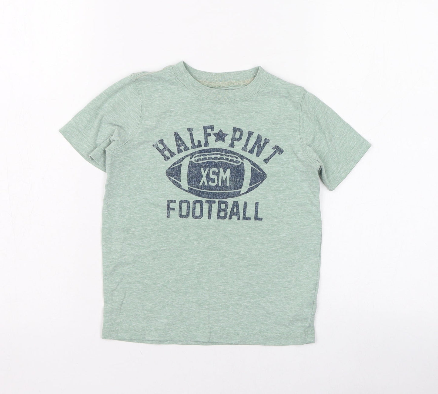 Carter's Boys Green  Cotton Basic T-Shirt Size 4 Years Round Neck Pullover - American football