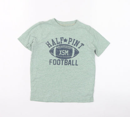 Carter's Boys Green  Cotton Basic T-Shirt Size 4 Years Round Neck Pullover - American football