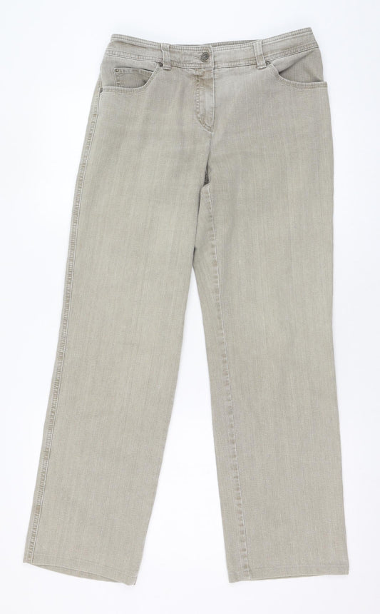 Gerry Weber Womens Beige  Polyester Bootcut Jeans Size 32 L28 in Regular Zip