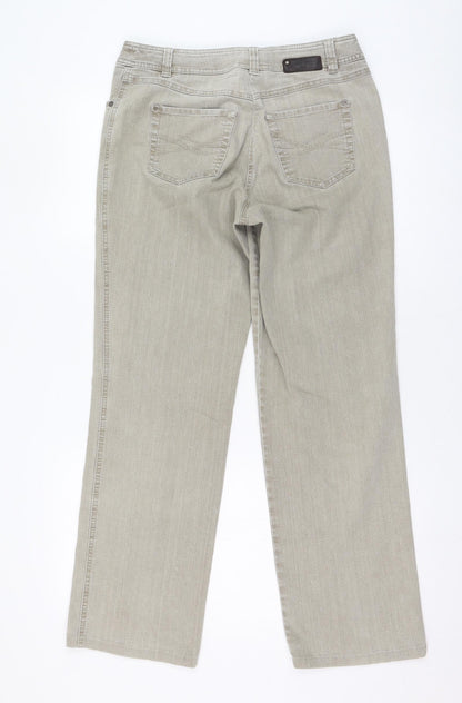 Gerry Weber Womens Beige  Polyester Bootcut Jeans Size 32 L28 in Regular Zip