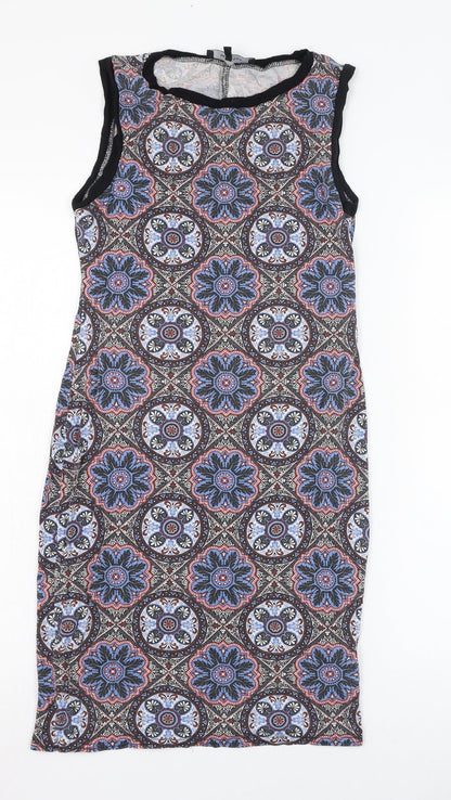 New Look Womens Blue Paisley Viscose Pencil Dress  Size 10  Round Neck Pullover