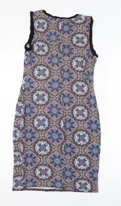 New Look Womens Blue Paisley Viscose Pencil Dress  Size 10  Round Neck Pullover
