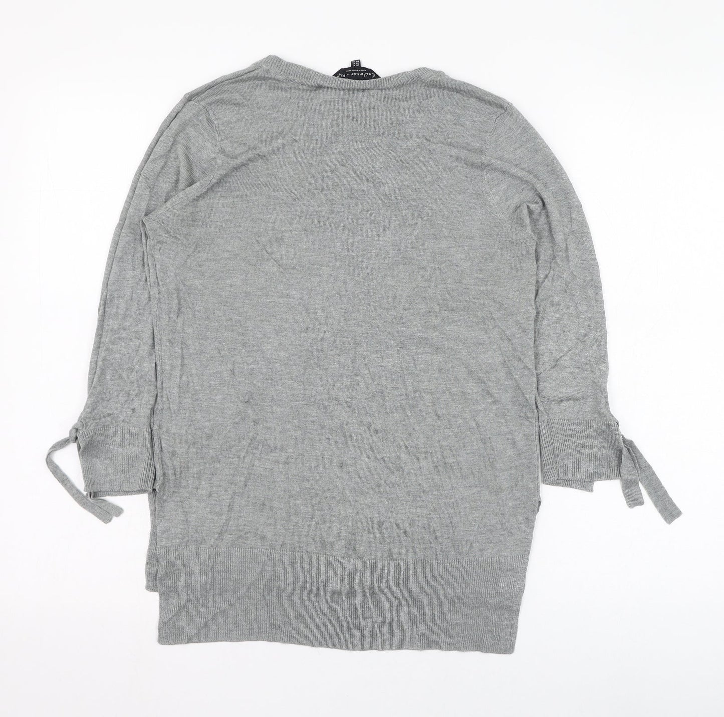 F&F Womens Grey Round Neck  Viscose Pullover Jumper Size 12