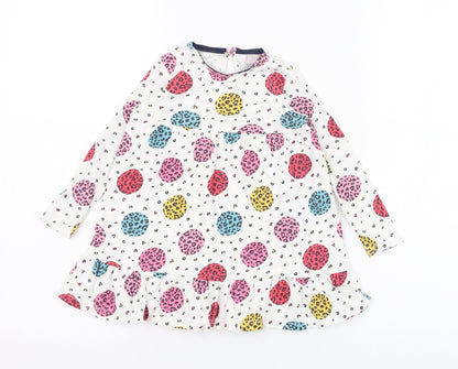 F&F Girls White Animal Print Cotton A-Line  Size 12-18 Months  Round Neck Pullover