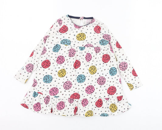 F&F Girls White Animal Print Cotton A-Line  Size 12-18 Months  Round Neck Pullover