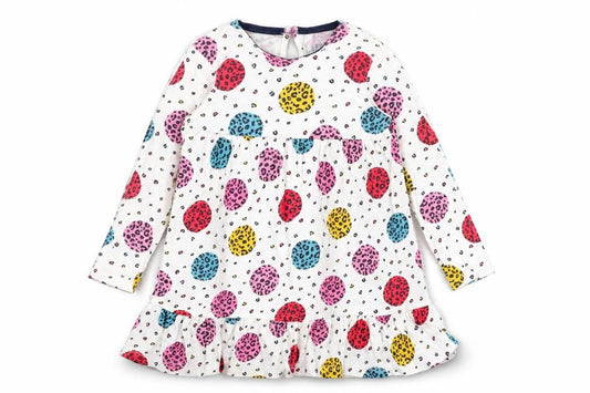 F&F Girls White Animal Print Cotton A-Line  Size 12-18 Months  Round Neck Pullover