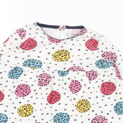 F&F Girls White Animal Print Cotton A-Line  Size 12-18 Months  Round Neck Pullover