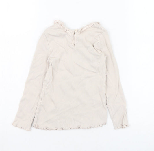 George Girls Beige  Cotton Basic T-Shirt Size 3-4 Years Collared Pullover