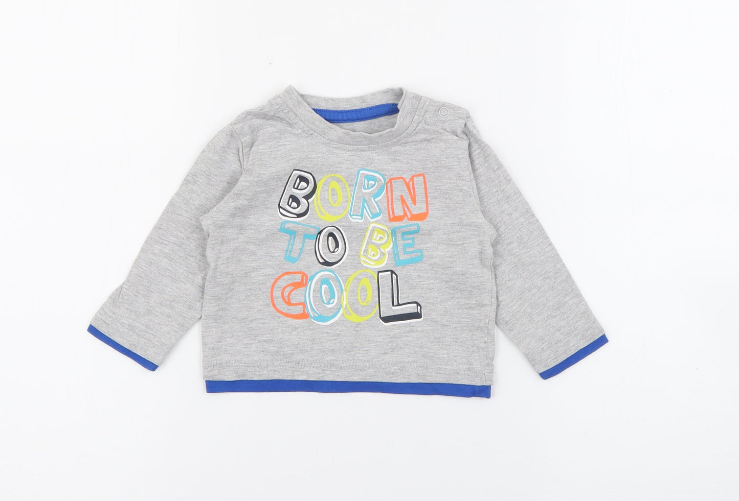 Dunnes Stores Baby Green  Cotton Pullover T-Shirt Size 6-9 Months Crew Neck Snap