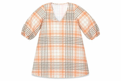 ASOS Womens Orange Plaid Polyester Shift  Size 2  V-Neck