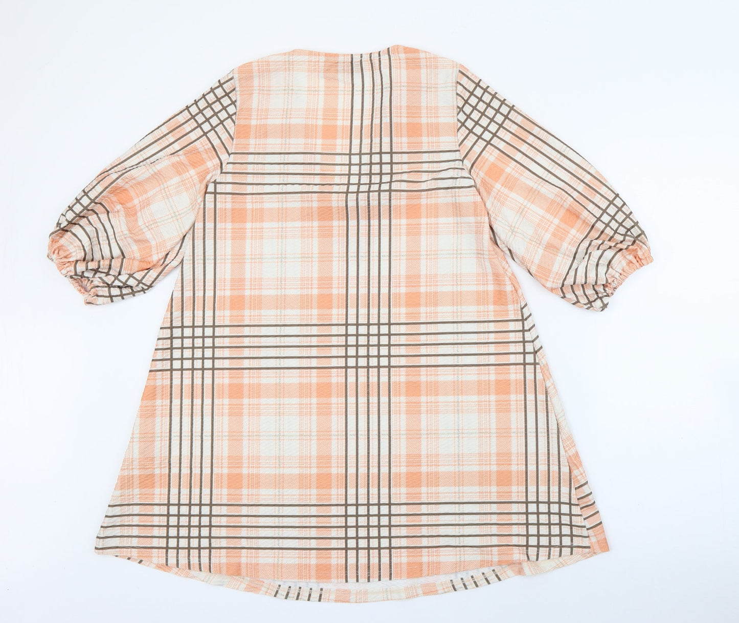 ASOS Womens Orange Plaid Polyester Shift  Size 2  V-Neck