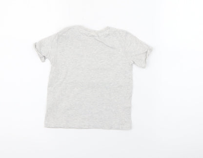 F&F Baby Grey  Cotton Pullover T-Shirt Size 12-18 Months Crew Neck Snap