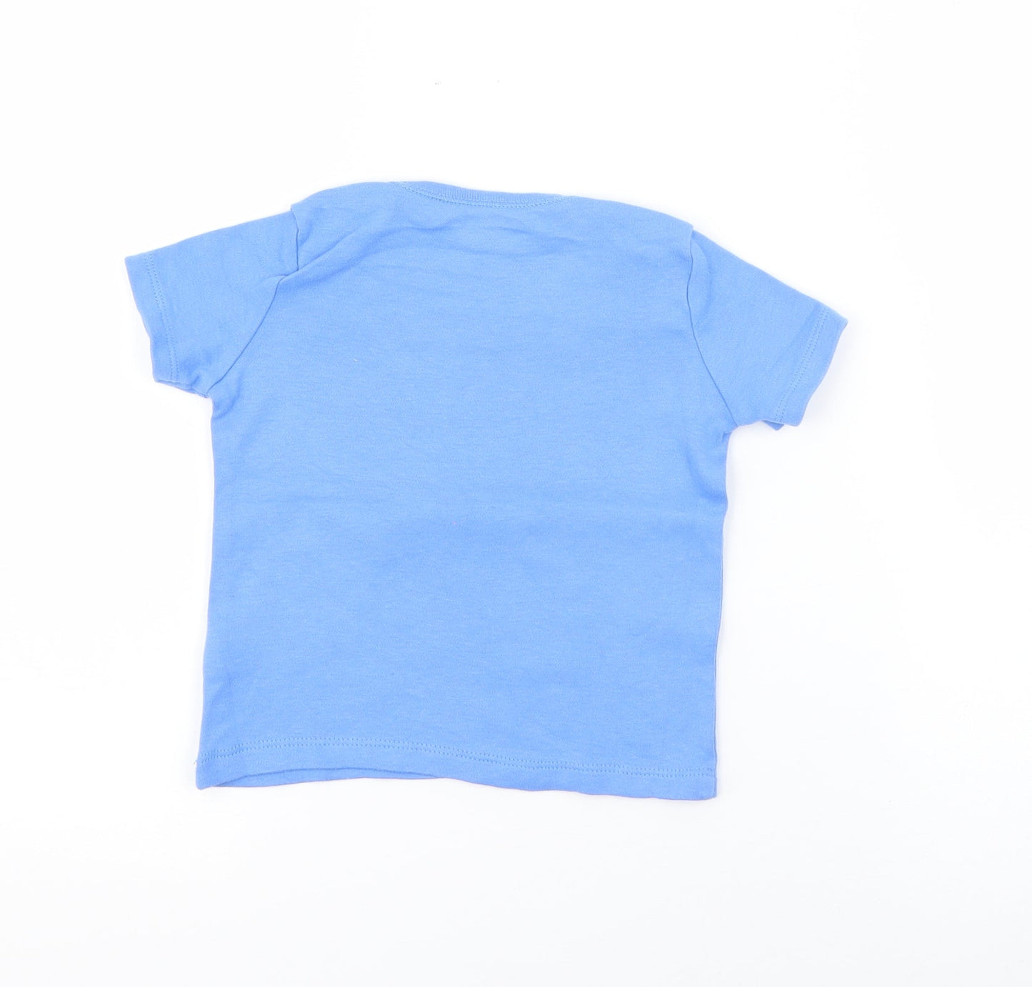 F&F Baby Blue  Cotton Pullover T-Shirt Size 9-12 Months Boat Neck Snap