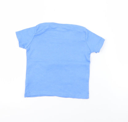 F&F Baby Blue  Cotton Pullover T-Shirt Size 9-12 Months Boat Neck Snap