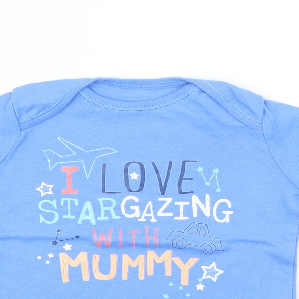 F&F Baby Blue  Cotton Pullover T-Shirt Size 9-12 Months Boat Neck Snap