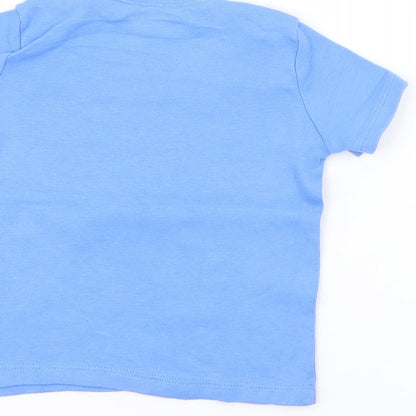F&F Baby Blue  Cotton Pullover T-Shirt Size 9-12 Months Boat Neck Snap