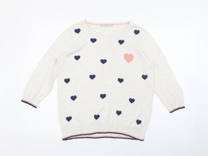 George Womens Ivory Crew Neck Geometric Viscose Pullover Jumper Size 14