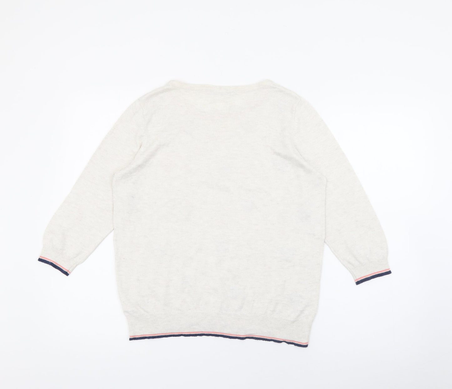 George Womens Ivory Crew Neck Geometric Viscose Pullover Jumper Size 14