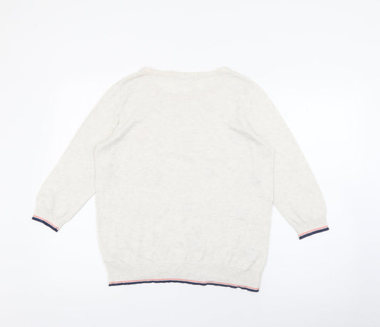 George Womens Ivory Crew Neck Geometric Viscose Pullover Jumper Size 14