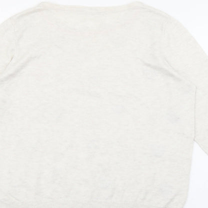 George Womens Ivory Crew Neck Geometric Viscose Pullover Jumper Size 14