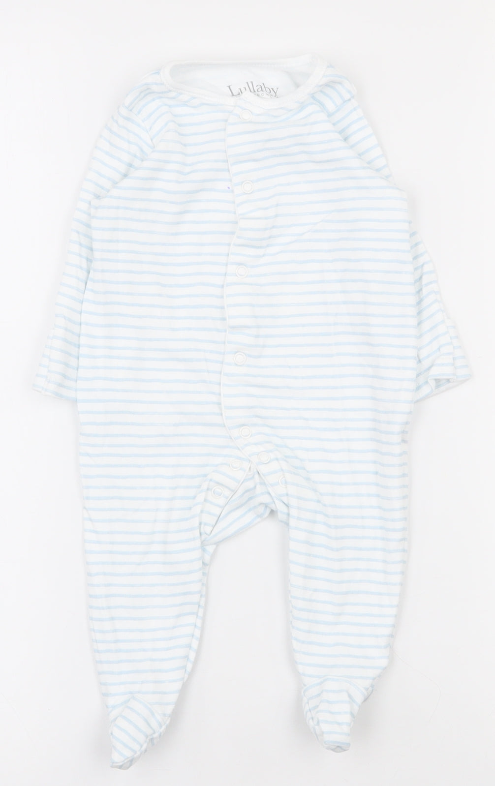 Lullaby Baby White Striped 100% Cotton Babygrow One-Piece Size 24 Months  Snap