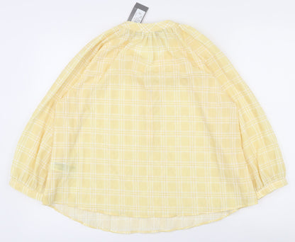 Primark Womens White Plaid Polyester Basic Blouse Size 8 Round Neck