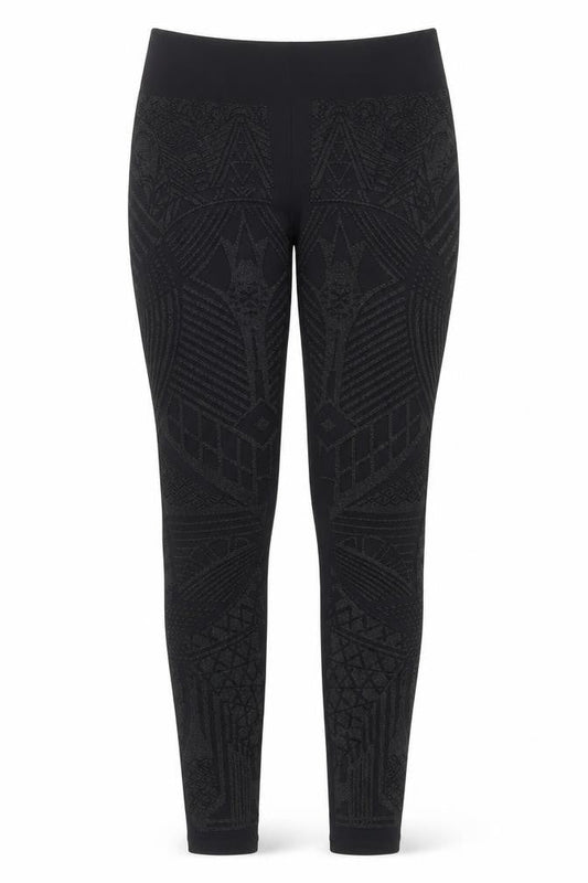 Front view of Topshop women’s black geometric polyester jogger leggings, size UK 6, 28.5-inch leg