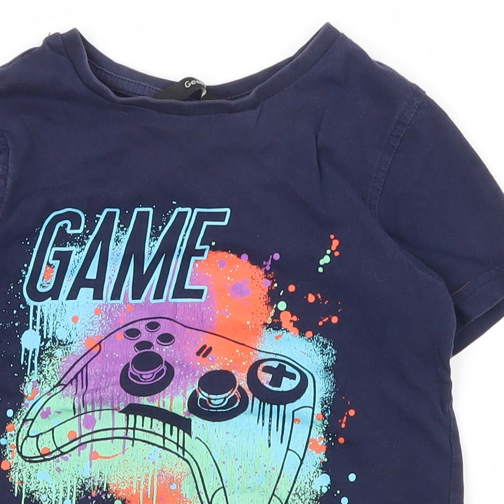 George Boys Blue  100% Cotton Pullover T-Shirt Size 4-5 Years Crew Neck Pullover